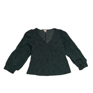 A New Day Green Left Pattern Bishop Sleeve XS Women’s Top